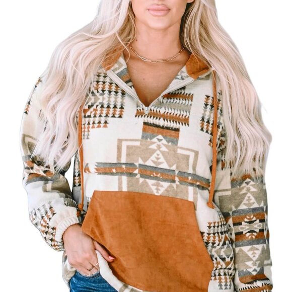 Tribal Print Hoodie Pullover Jacket Size XL - Picture 2 of 11